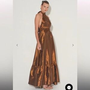 Hansen & Gretal Gateau Gown - Copper-Halter Maxi Dress